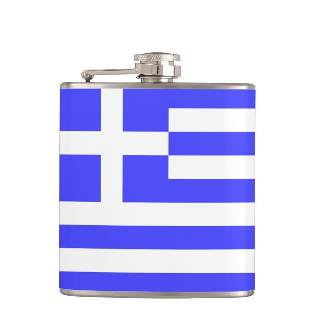 Greek Flag Total Hip Flask (Front)