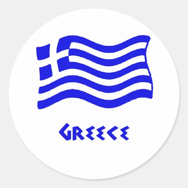Greek Flag (Waving) Classic Round Sticker (Front)