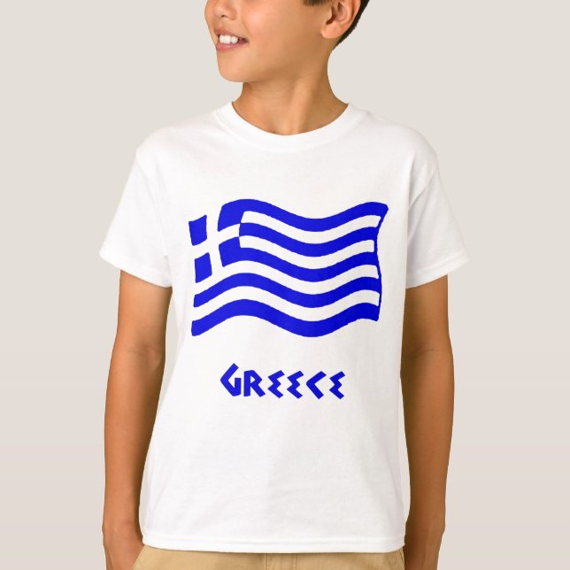 Greek Flag (Waving) T-Shirt (Front)