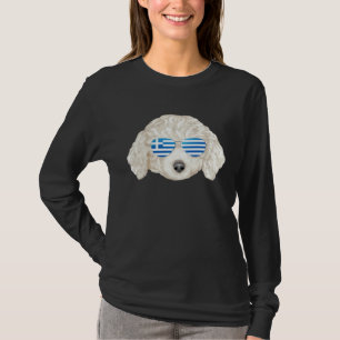 Greek Flag White Poodle Dog Greece Pocket T-Shirt