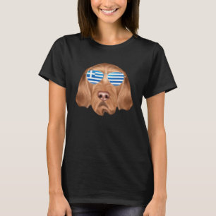 Greek Flag Wirehaired Vizsla Dog Greece Pocket T-Shirt
