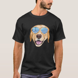 Greek Flag Yellow Labrador Retriever Dog Greece Po T-Shirt