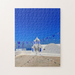 Greek Flags White Church Building Greece Jigsaw Puzzle