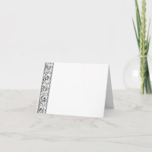 Greek Floral Black Border Blank Inside Note Card
