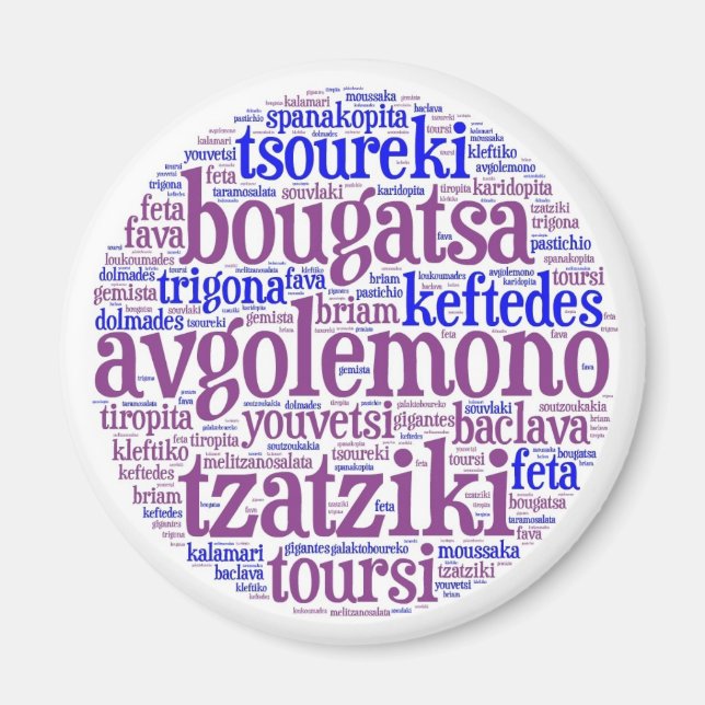 Greek Food Fridge Magnet (Round) (Front)