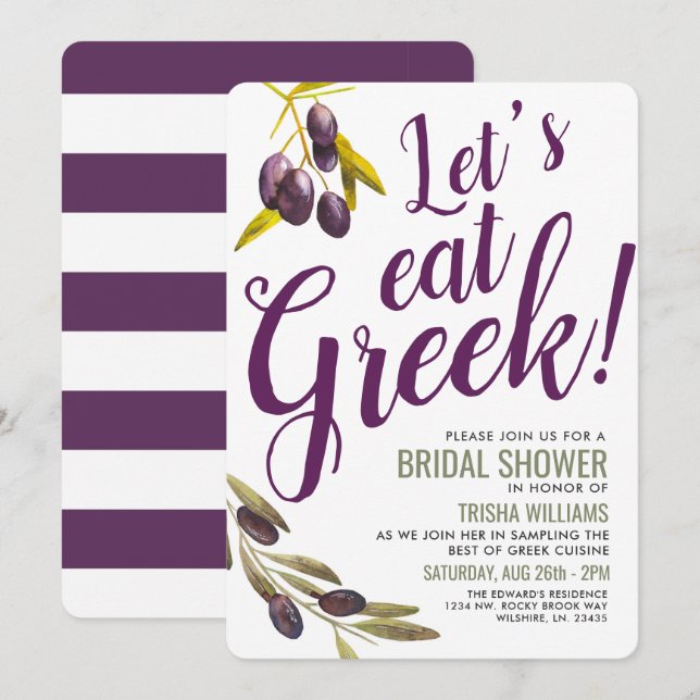 Greek Food Tasting | Bridal Shower Sangria Invite (Front/Back)