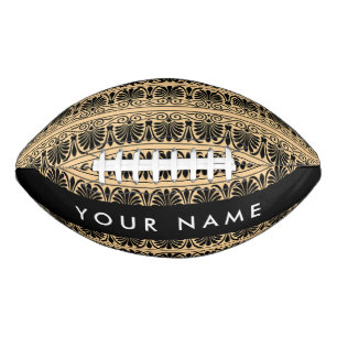 Greek Fret Arabesque Brown, Your Name, Personalise American Football
