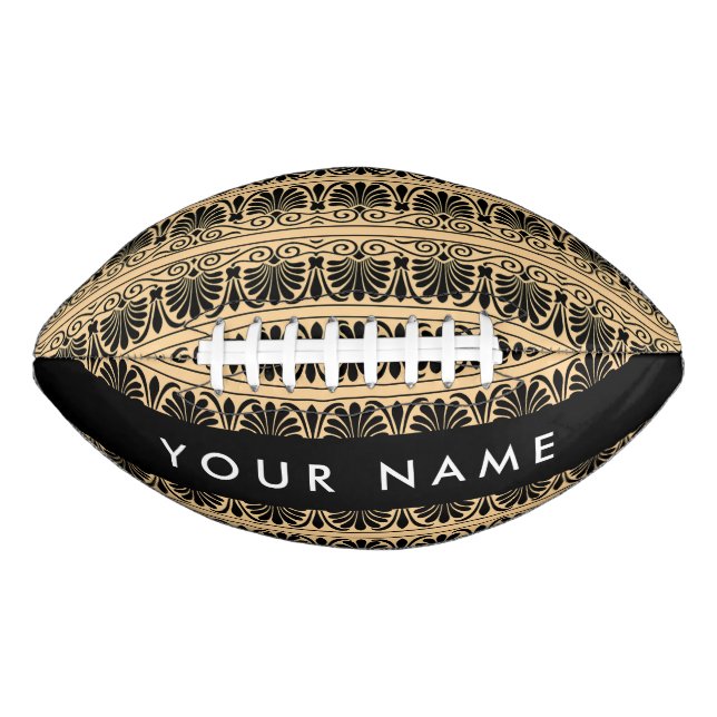 Greek Fret Arabesque Brown, Your Name, Personalise American Football (Front)