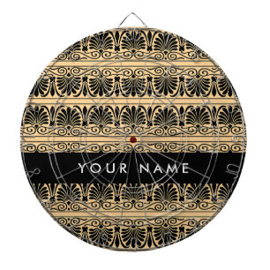 Greek Fret Arabesque Brown, Your Name, Personalise Dartboard