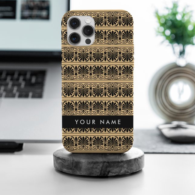 Greek Fret Arabesque Brown, Your Name, Personalise iPhone Case (Creator Uploaded)