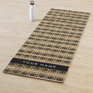 Greek Fret Arabesque Brown, Your Name, Personalise Yoga Mat