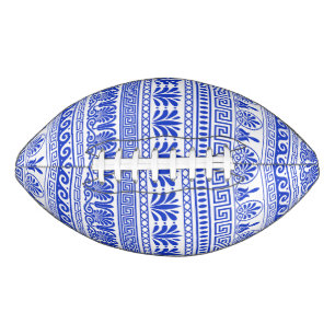 Greek Fret, Mediterranean Pattern, Blue American Football