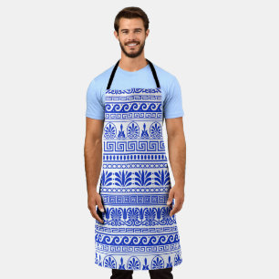 Greek Fret, Mediterranean Pattern, Blue Apron