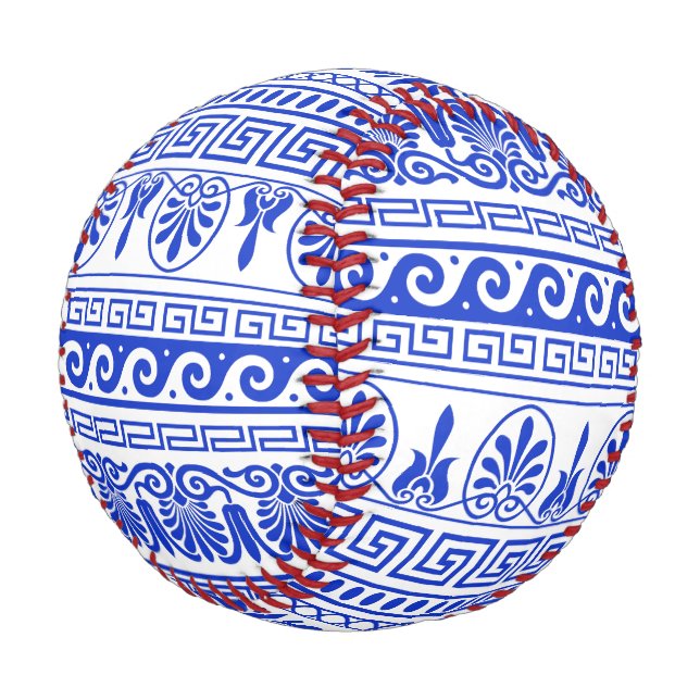 Greek Fret, Mediterranean Pattern, Blue Baseball (Angled)