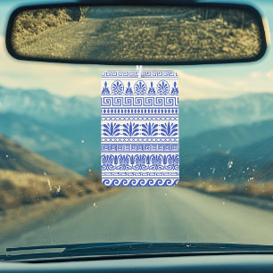 Greek Fret, Mediterranean Pattern, Blue Car Air Freshener