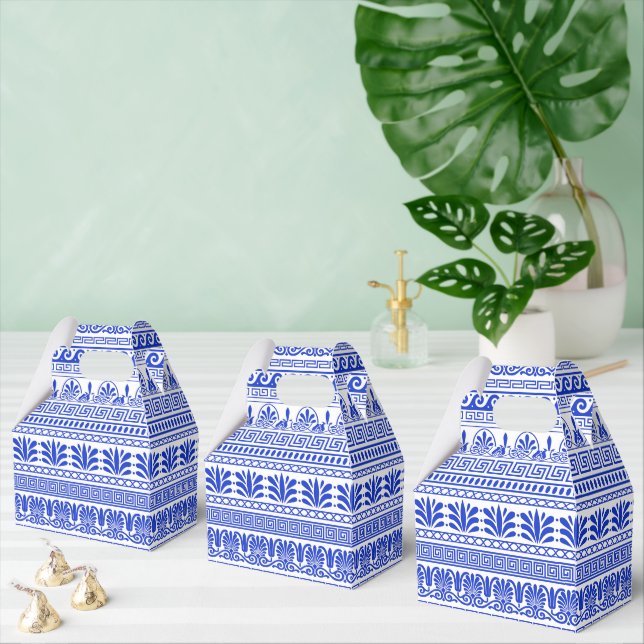 Greek Fret, Mediterranean Pattern, Blue Favour Box (Multiple)