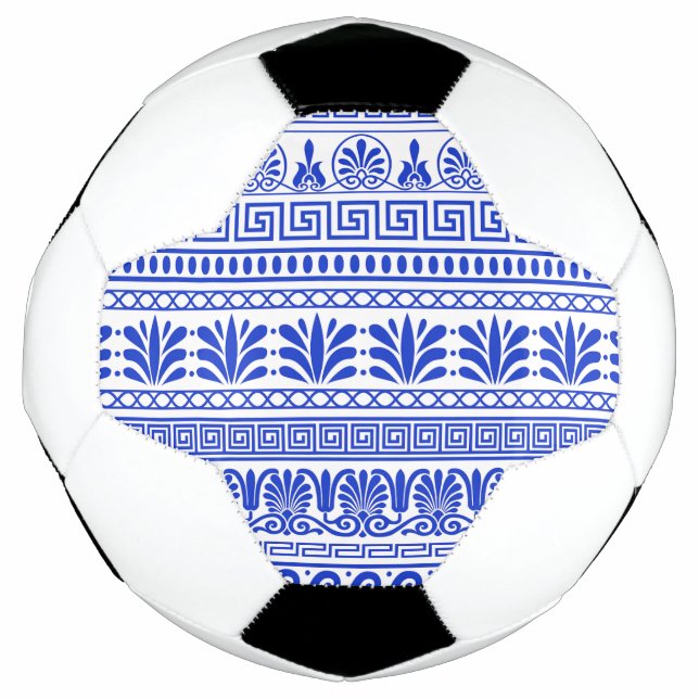 Greek Fret, Mediterranean Pattern, Blue Football (Front)