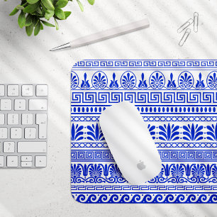 Greek Fret, Mediterranean Pattern, Blue Mouse Mat