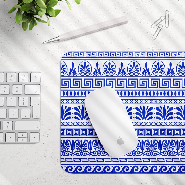 Greek Fret, Mediterranean Pattern, Blue Mouse Mat (Creator Uploaded)