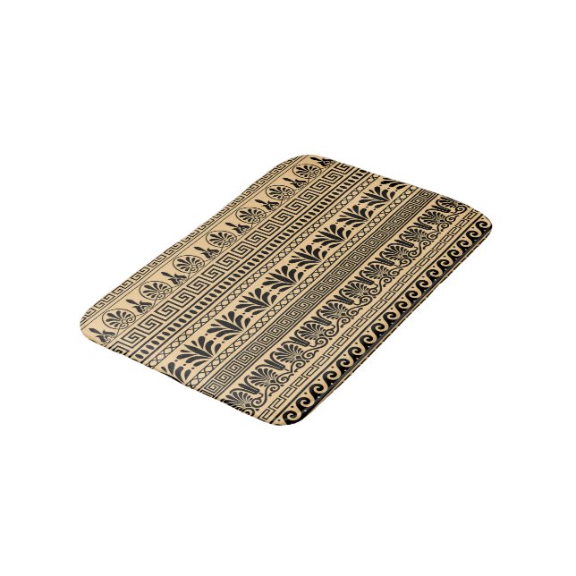 Greek Fret, Mediterranean Pattern, Brown Bath Mat (Angled)