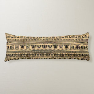 Greek Fret, Mediterranean Pattern, Brown Body Cushion