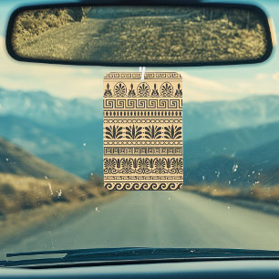 Greek Fret, Mediterranean Pattern, Brown Car Air Freshener