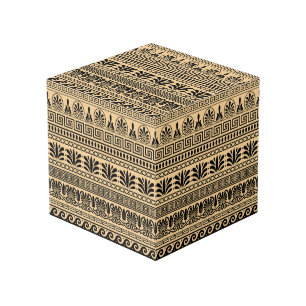Greek Fret, Mediterranean Pattern, Brown Cube