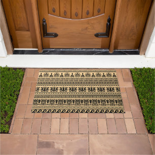 Greek Fret, Mediterranean Pattern, Brown Doormat