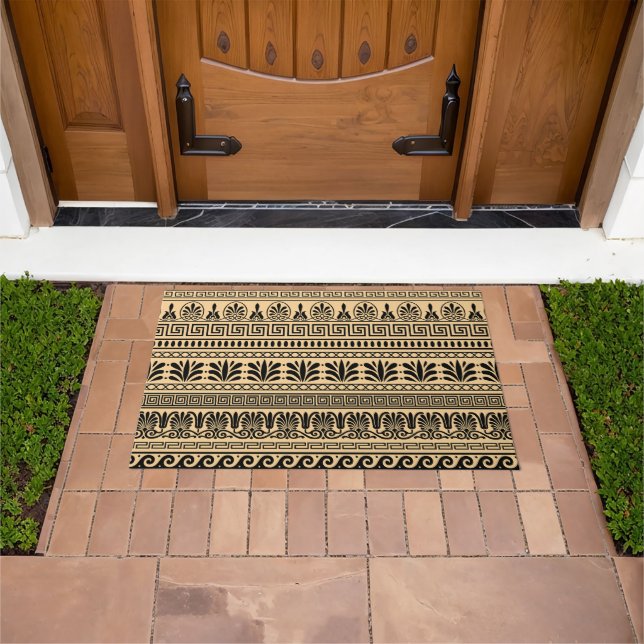 Greek Fret, Mediterranean Pattern, Brown Doormat (Outdoor)