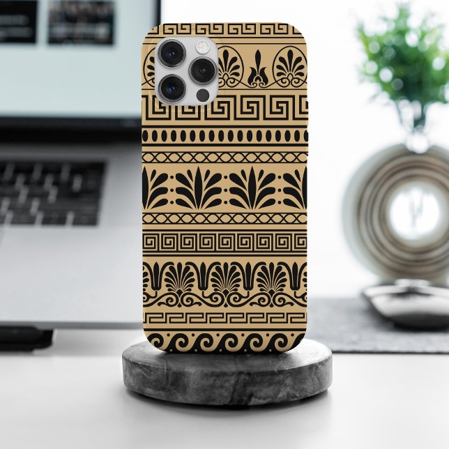 Greek Fret, Mediterranean Pattern, Brown iPhone Case (Creator Uploaded)