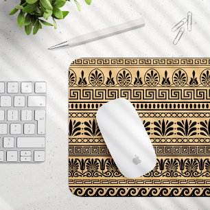 Greek Fret, Mediterranean Pattern, Brown Mouse Mat