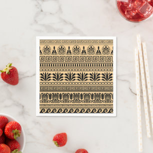 Greek Fret, Mediterranean Pattern, Brown Napkin