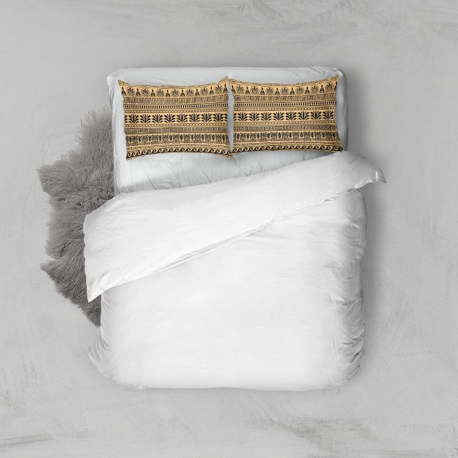 Greek Fret, Mediterranean Pattern, Brown Pillowcase (Creator Uploaded)