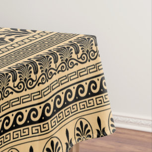 Greek Fret, Mediterranean Pattern, Brown Tablecloth