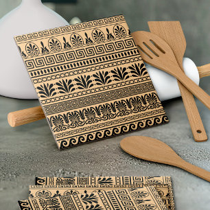 Greek Fret, Mediterranean Pattern, Brown Tile