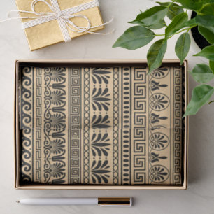 Greek Fret, Mediterranean Pattern, Brown Tissue Paper