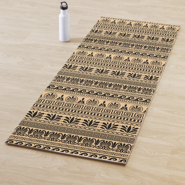 Greek Fret, Mediterranean Pattern, Brown Yoga Mat (In Situ)