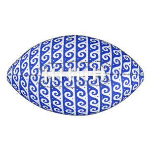 Greek Fret, Mediterranean Wave Pattern, Blue American Football