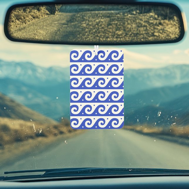 Greek Fret, Mediterranean Wave Pattern, Blue Car Air Freshener (Creator Uploaded)