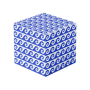 Greek Fret, Mediterranean Wave Pattern, Blue Cube