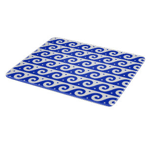 Greek Fret, Mediterranean Wave Pattern, Blue Cutting Board