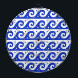 Greek Fret, Mediterranean Wave Pattern, Blue Dartboard<br><div class="desc">Elegant,  stylish and sophisticated Greek pattern in blue and white colour. Modern and trendy gift,  perfect for the Mediterranean lover in your life.</div>