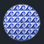 Greek Fret, Mediterranean Wave Pattern, Blue Dartboard<br><div class="desc">Elegant, stylish and sophisticated Greek pattern in blue and white colour. Modern and trendy gift, perfect for the Mediterranean lover in your life.</div>