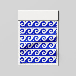 Greek Fret, Mediterranean Wave Pattern, Blue Fabric