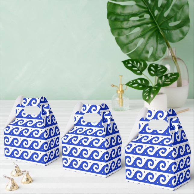 Greek Fret, Mediterranean Wave Pattern, Blue Favour Box (Multiple)