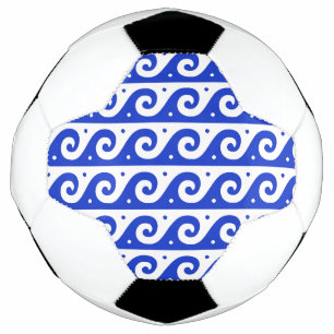 Greek Fret, Mediterranean Wave Pattern, Blue Football