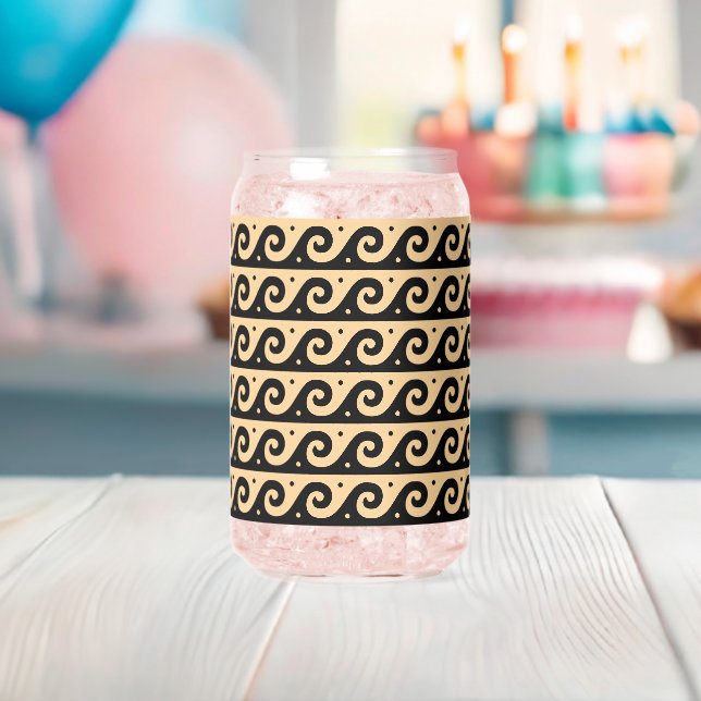 Greek Fret, Mediterranean Wave Pattern, Brown Can Glass (Insitu (Baby Shower))