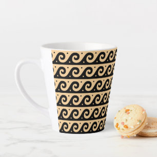 Greek Fret, Mediterranean Wave Pattern, Brown Latte Mug