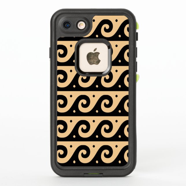 Greek Fret, Mediterranean Wave Pattern, Brown LifeProof iPhone Case (Back)
