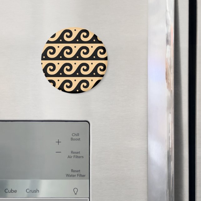 Greek Fret, Mediterranean Wave Pattern, Brown Magnet (In Situ (Fridge))